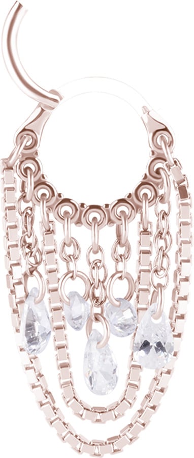 RG 316 HINGED RING WITH PEAR SHAPE AND ROUND STONE DANGLES 1,2x8mm WH