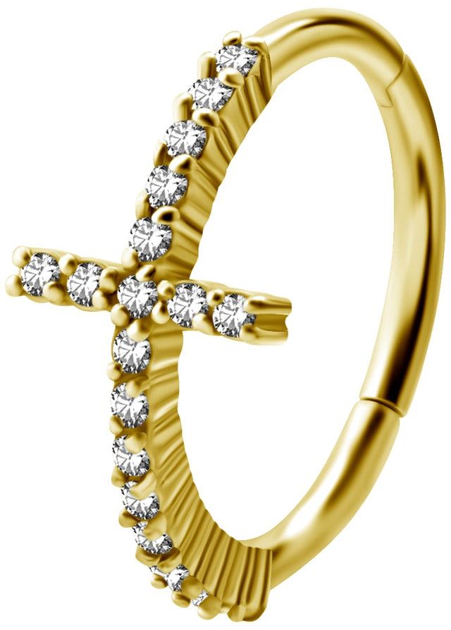 GD 316 HINGED RING SET W. ZIRCONIA (CROSS) 1,2x12mm WH