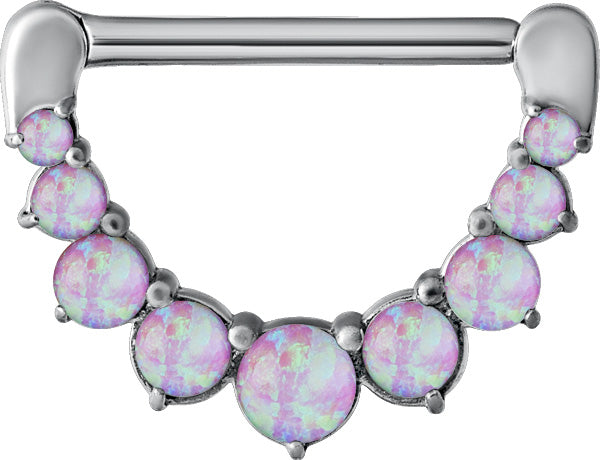 SS 316 JEWELLED NIPPLE CLICKER W/OPALS