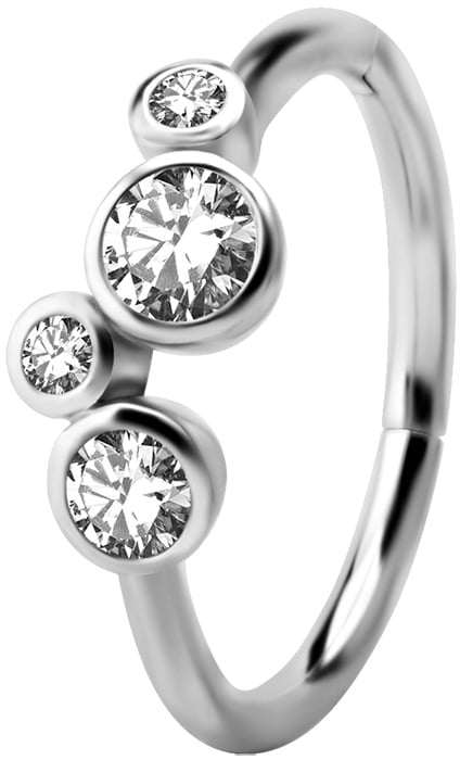 SS 316 HINGED RING SET W. ZIRCONIA 1,2x12mm WH