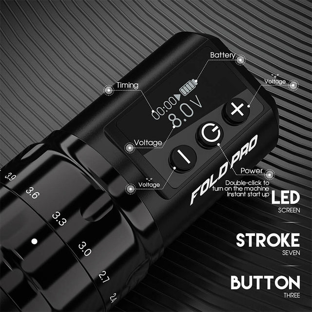 Dragonhawk Mast Fold Pro Wireless Tattoo Pen - Black