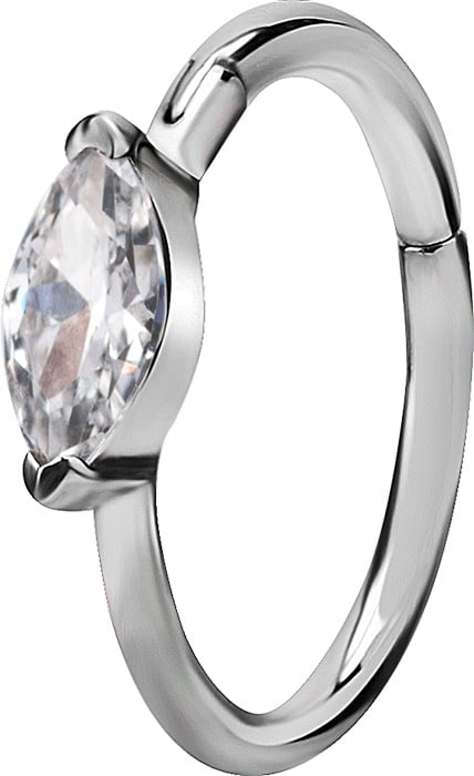 SS 316 HINGED RING SET W. MARQUISE ZIRCONIA