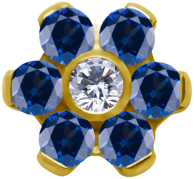 GD TT int FLOWER SET W/LAB CREATED GEMSTONE 1,2x4mm