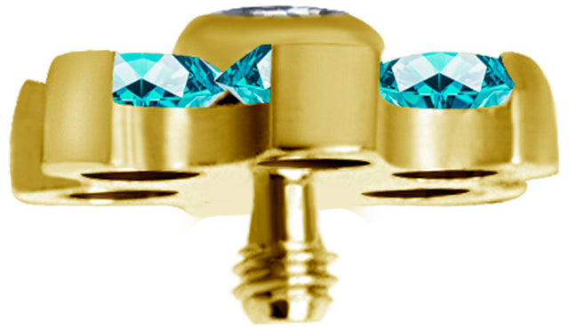 GD TT int FLOWER SET W/LAB CREATED GEMSTONE 1,2x4mm