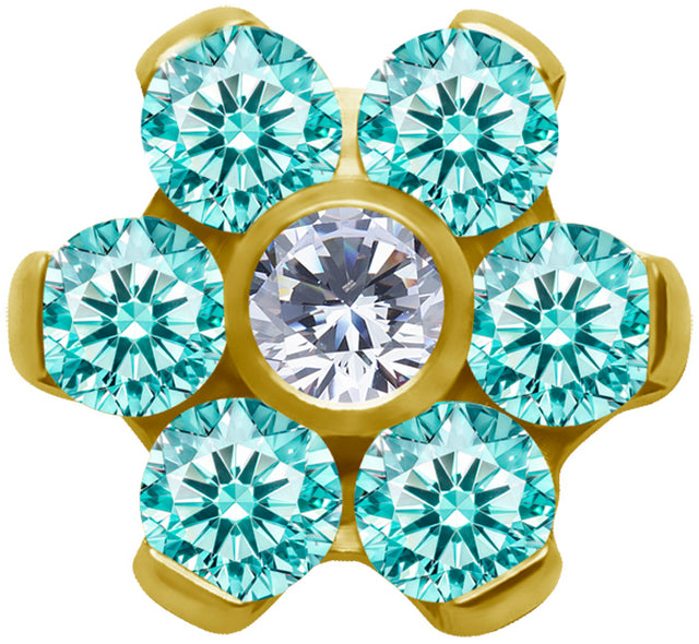 GD TT int FLOWER SET W/LAB CREATED GEMSTONE 1,2x4mm