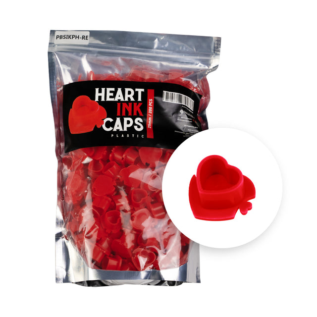 BodySupply Plastic Heart Ink Caps - 200pcs