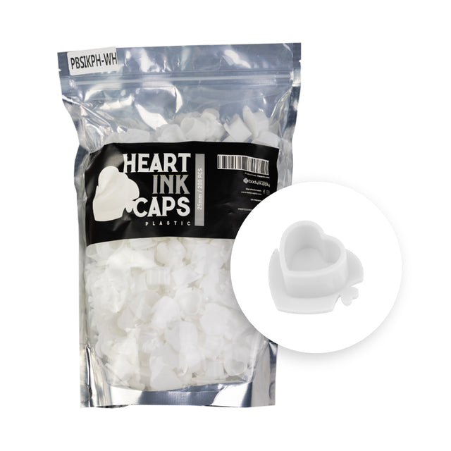 BodySupply Plastic Heart Ink Caps - 200pcs