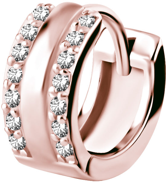 RG 316 HUGGIE HOOP PAVE SETTING 2 ROWS (PAIR) 0,8x10mm WH