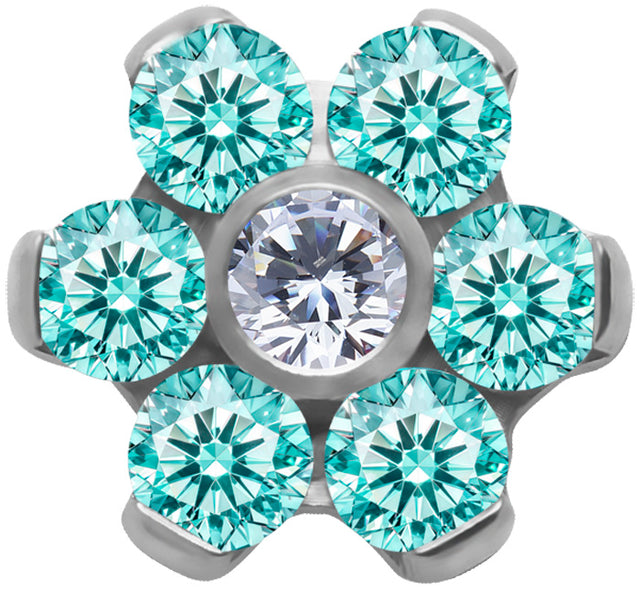 TT int FLOWER SET W/LAB CREATED GEMSTONE 1,2x4mm
