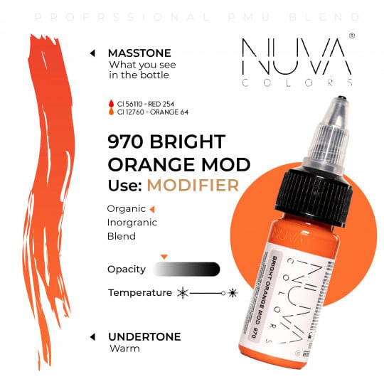 Nuva Colors PMU 15ml - MODIFIER - 970 Bright Orange Mod