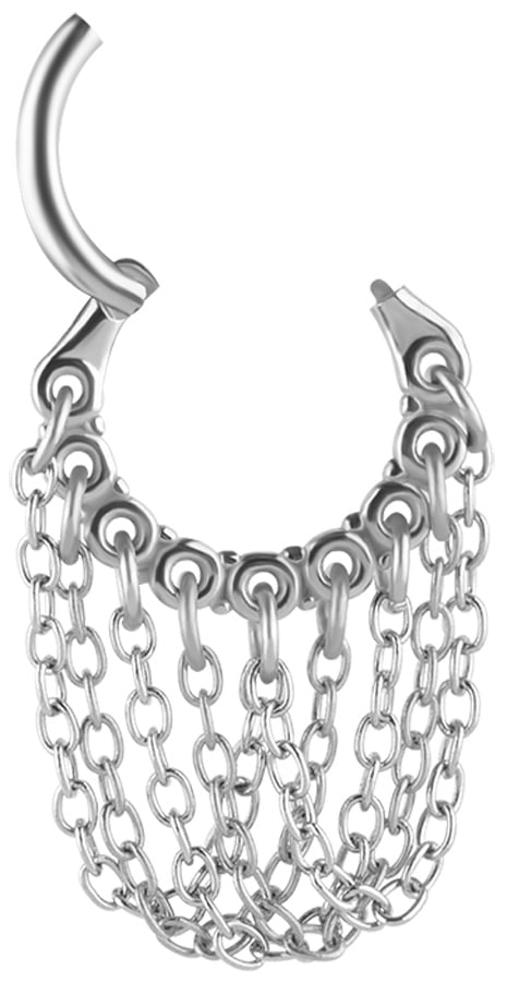 SS 316 HINGED RING WITH CHAIN DANGLES (PLAIN) 1,2x8mm