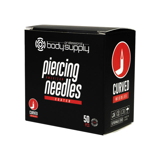 BodySupply Coated Sterile Curved Piercing Needles - 50pcs