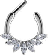SS 316 SEPTUM CLICKER WITH MARQUISE ZIRCONIA