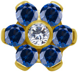 GD TT int FLOWER SET W/LAB CREATED GEMSTONE 1,2x4mm