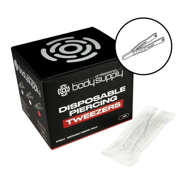 BodySupply Sterile Disposable Tweezer 50 pcs - Oval Open