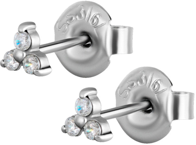 SS 316L TRINITY EARSTUDS SET W. CUBIC ZIRCONIA (PAIR) 0,8mm - 4mm - WH