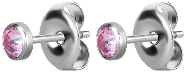 SS 316 FLAT JEWELLED DISC EAR STUDS (PAIR) 3mm