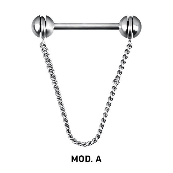 SS 316 NIPPLE CHAIN BARBELL - 1,6x14mm balls 5mm