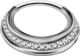 SS 316 TRIPLE SLANTED HINGED RING SET W. ZIRCONIA