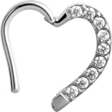 SS 316 JEWELLED HINGED HEART RING LEFT