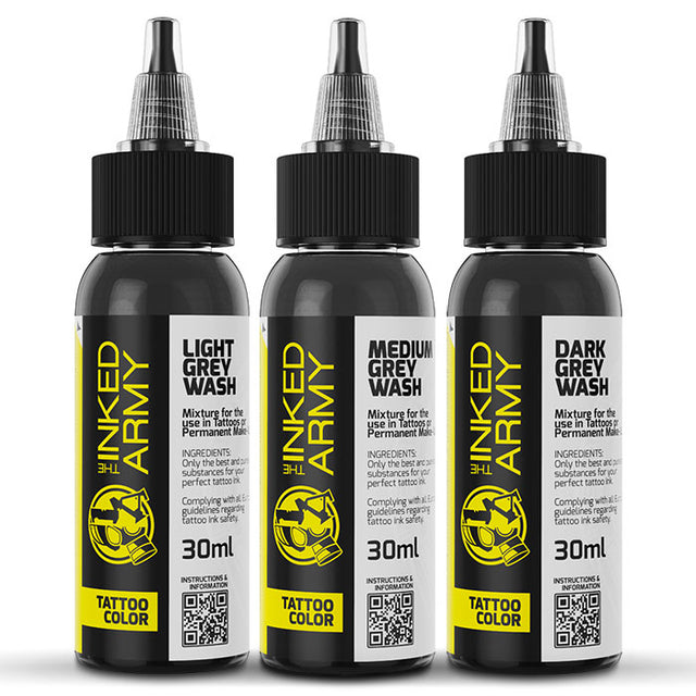 The Inked Army Tattoo Ink REACH - Grey Wash Set 3 pcs (30 ml)
