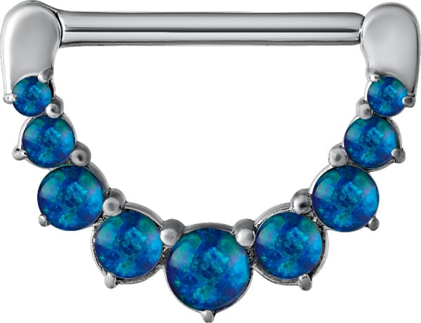 SS 316 JEWELLED NIPPLE CLICKER W/OPALS