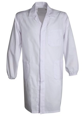 Unisex lab coat with snap fasteners