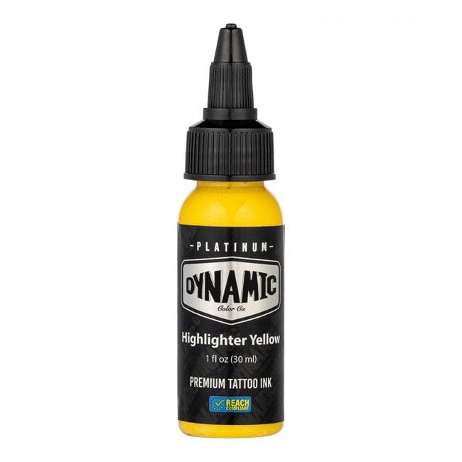 HIGHLIGHTER YELLOW 30ml - DYNAMIC PLATINUM TATTOO INK - Reach compliant